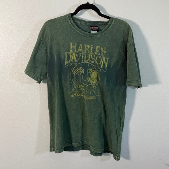 Harley-Davidson Ocala Florida Graphic T-Shirt Men’s L Distressed Green Tee - Picture 1 of 6